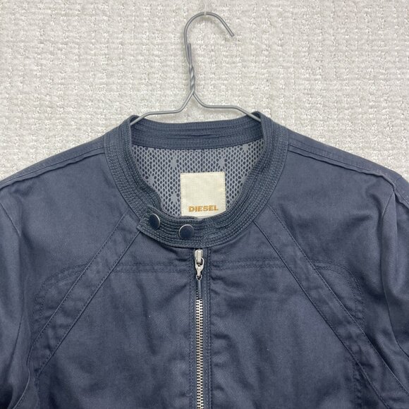 Y2K Diesel Moto Biker Jacket Women’s Size S Washed Navy Blue Zip Up Vintage - Picture 2 of 14